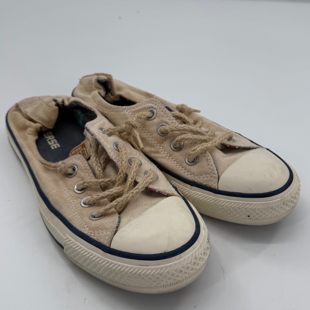Converse Chuck Taylor All Star Shoreline 7.5 Beige Slip On Sneakers Coastal Boho